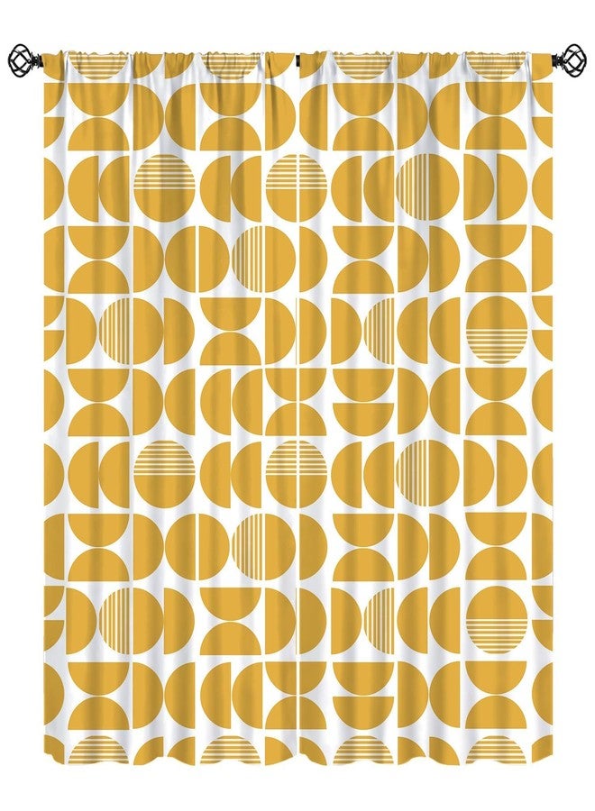 KANEPE Geometry Curtains, Yellow Modern Mid Century Aesthetics Circle Pattern Blackout Window Treatments, Rod Pocket Thermal Insulated Drapes 2 Panel Sets for Bedroom Living Room, 42" W X 45" L - Image 1
